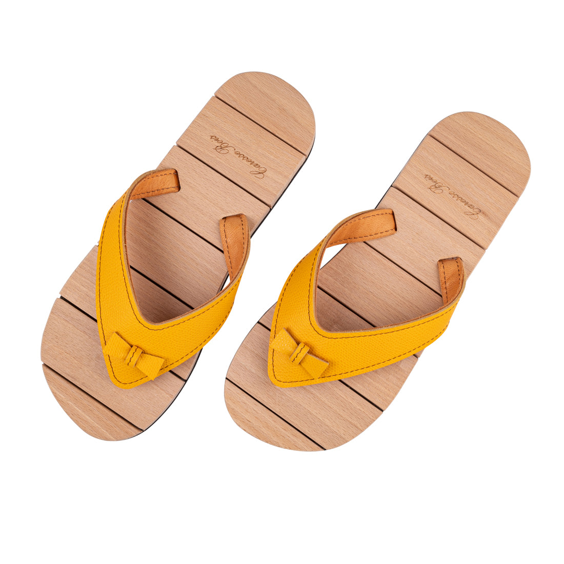 Tong de Luxe en Bois, Jaune solaire