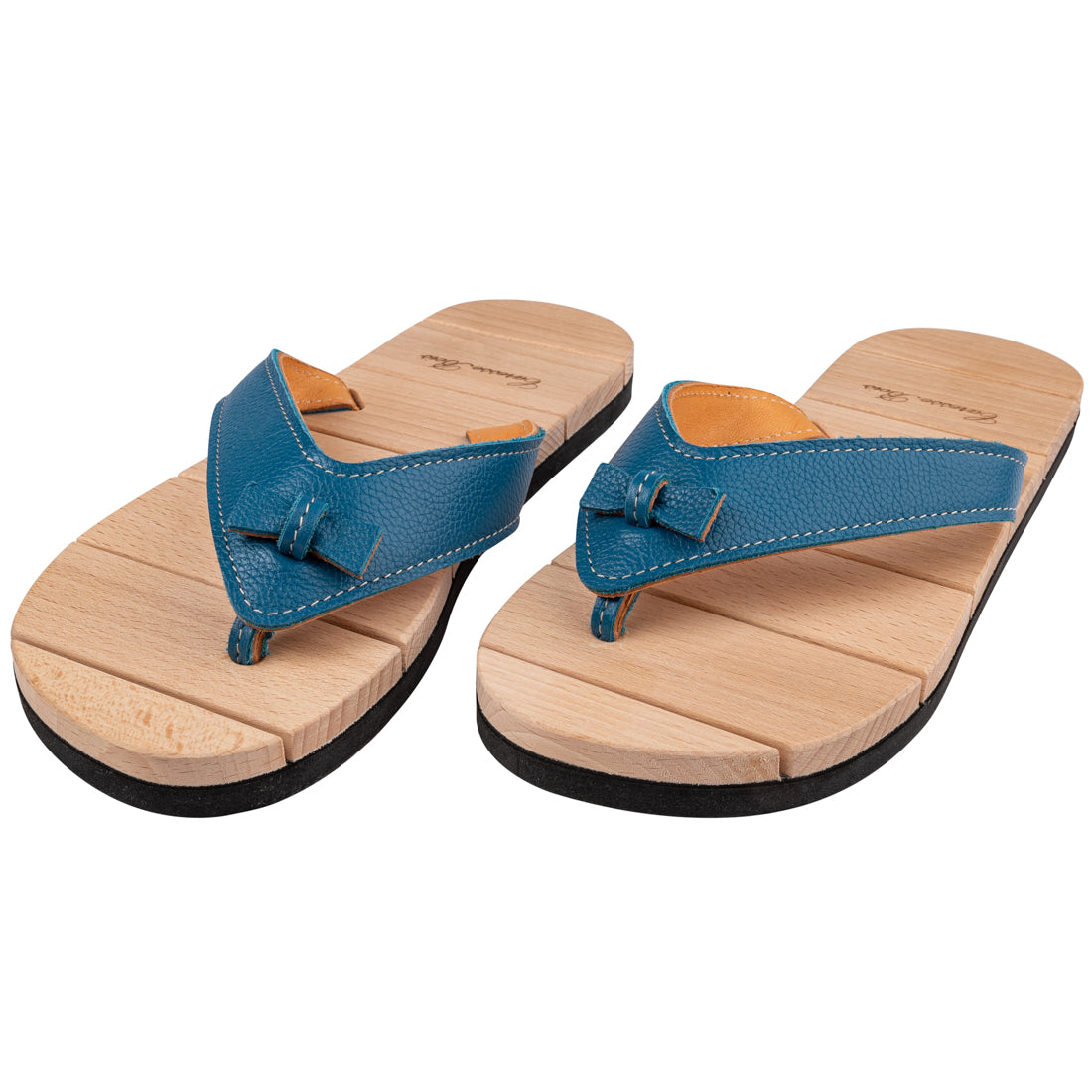 Tong de Luxe en Bois, Bleu outremer
