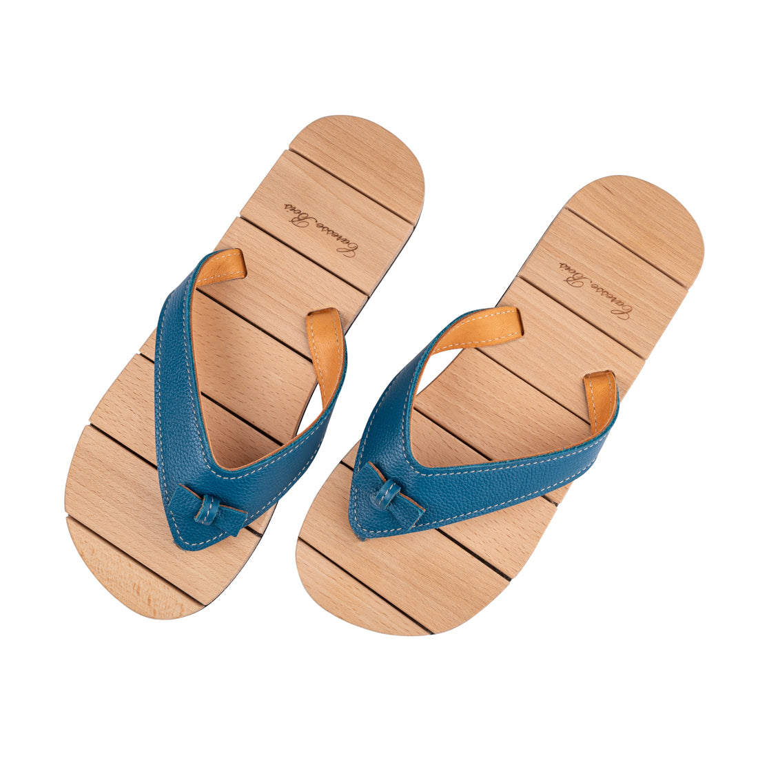 Tong de Luxe en Bois, Bleu outremer