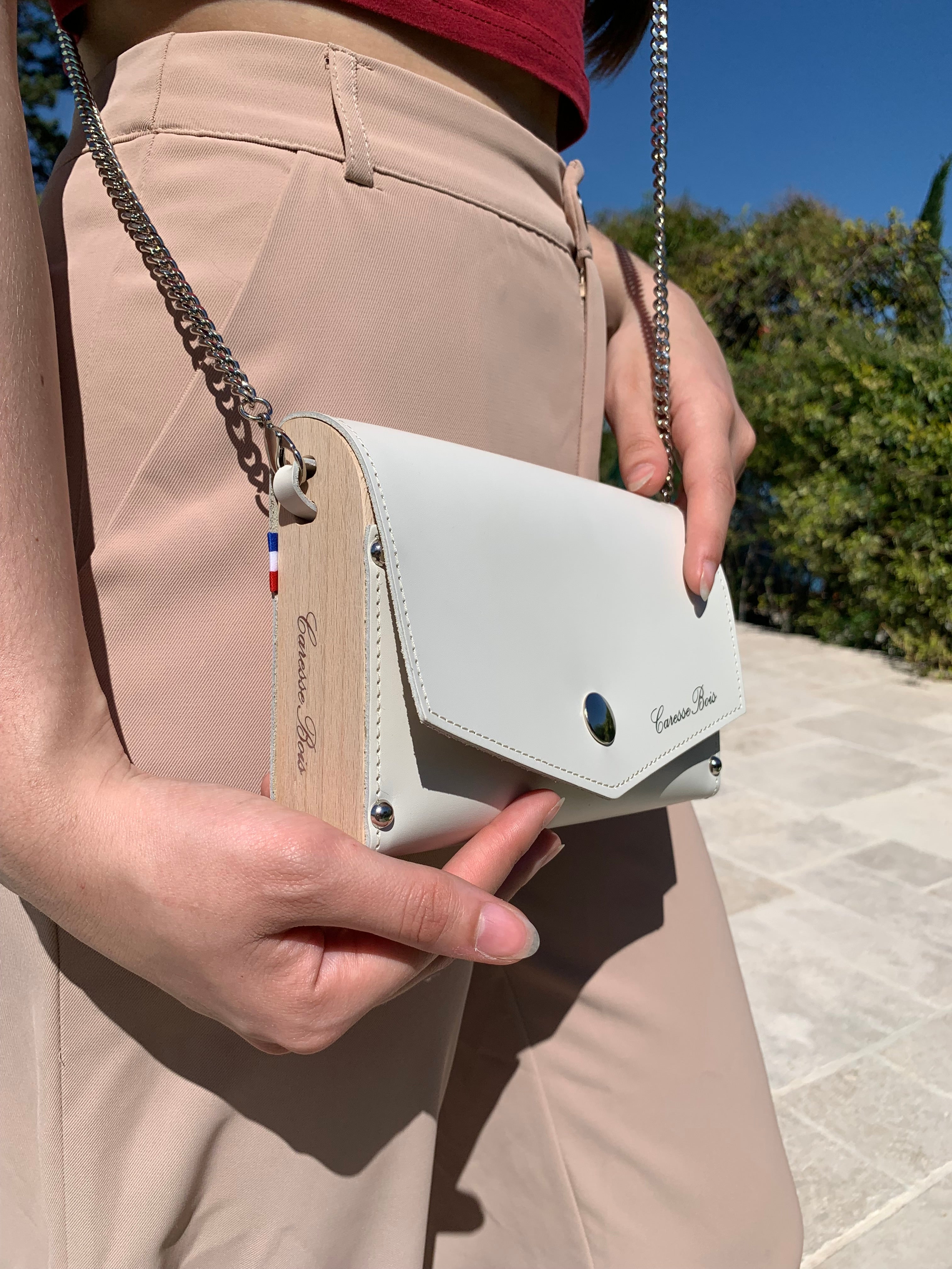 Sac à main de Luxe en Bois, Blanc mariage