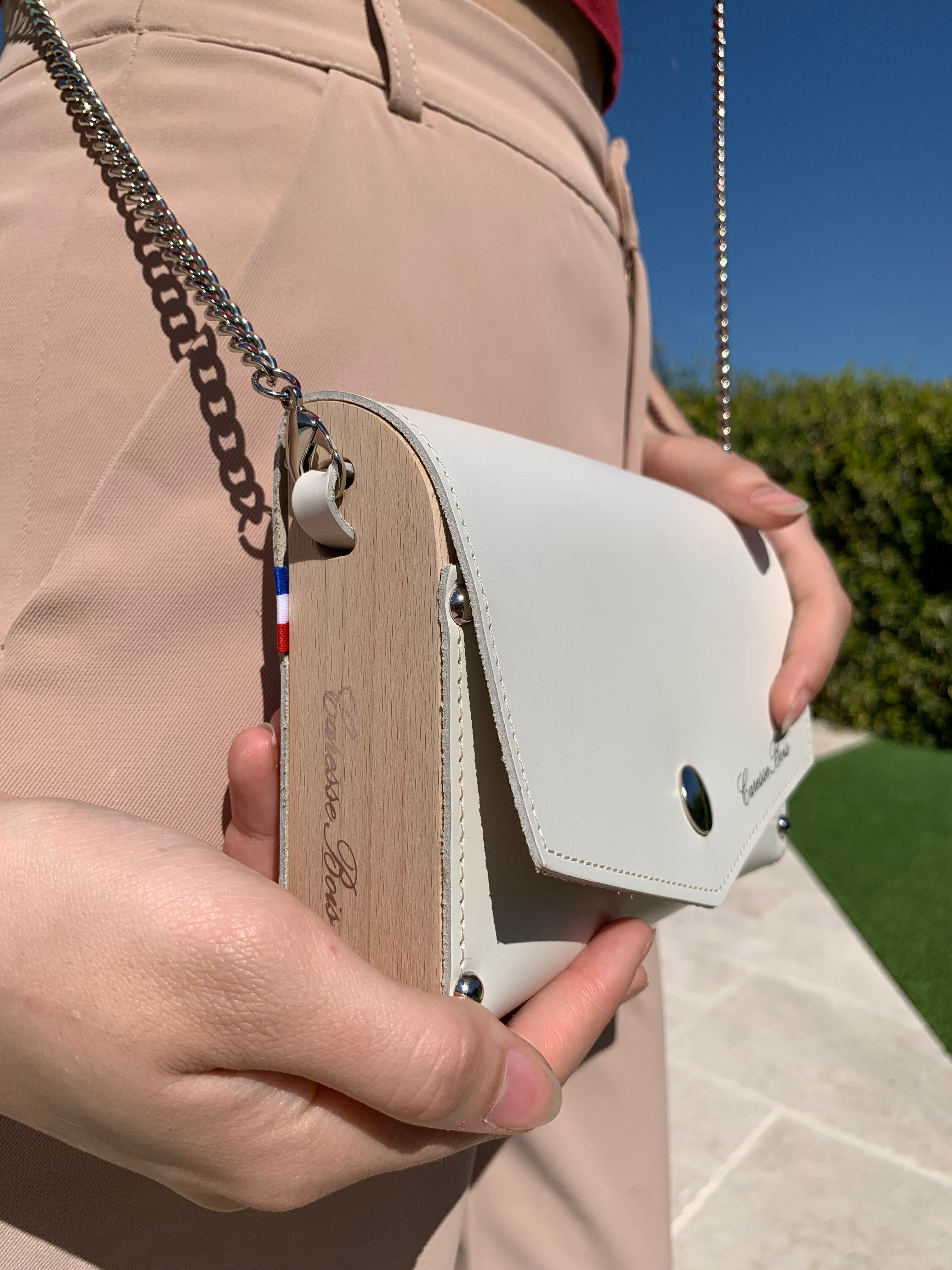 Sac à main de Luxe en Bois, Blanc mariage