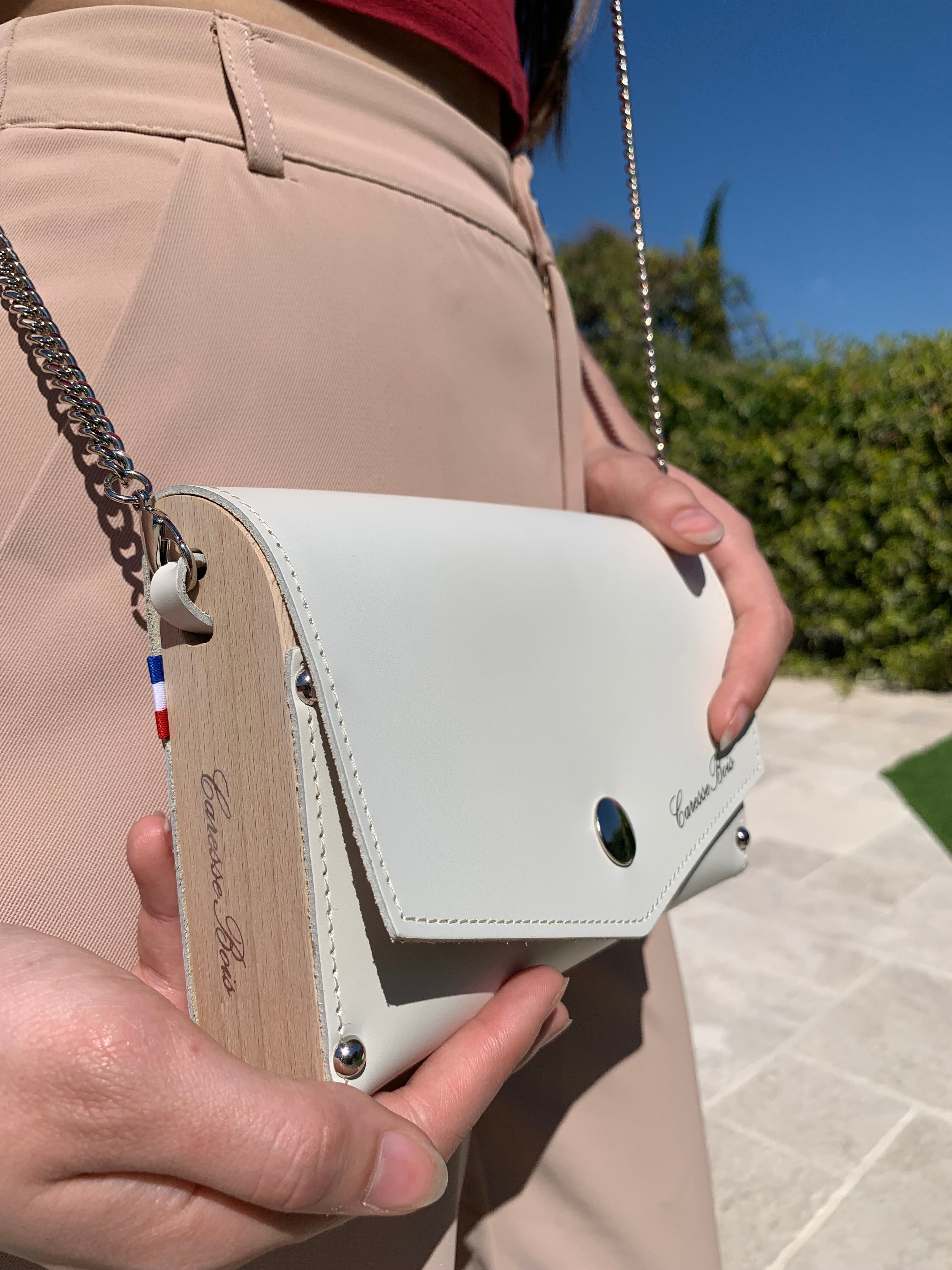 Sac à main de Luxe en Bois, Blanc mariage